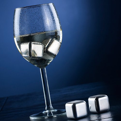 Rosenstein & Söhne Coole XL Dauer-Eiswürfel, Edelstahl, 25mm, , 4 Stk., für Whisky & Wein - 2