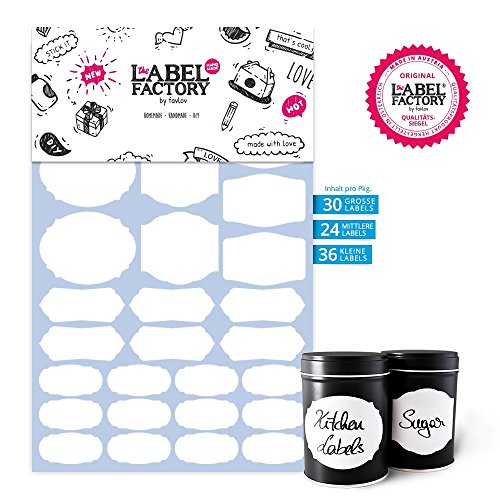the LABLE FACTORY · 56 Kitchen Labels, weiß · Küchen Etiketten, Gewürzgläser & Marmeladen Aufkleber zum Beschriften - 2