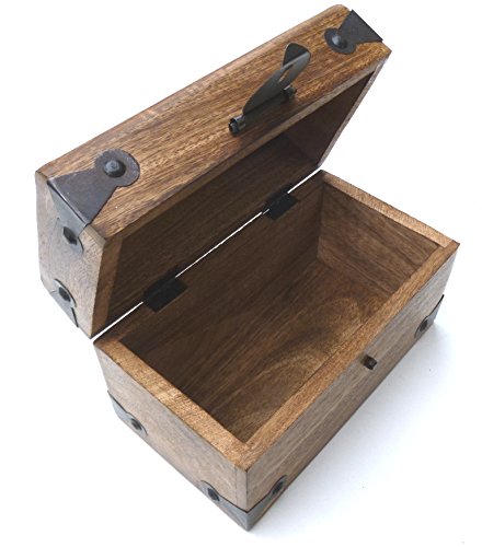 24KS Truhe mit Schloss aus Holz Schatzkiste Schatztruhe Holztruhe Geschenkbox Geburtstag Hochzeit Deko Kiste verschließbar abschließbar mit Deckel - 3