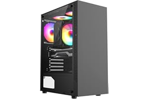 ionz KZ08 V3 PC Gaming Computer Case MID TOWER COMPUTER CASE M-ATX and ATX TEMPERED GLASS (with 1 FRGB Fan, Black)