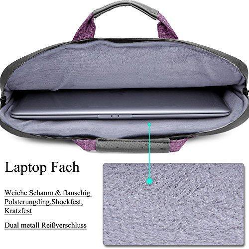 BRINCH 15,6 Zoll Multifunktional Laptop Schutzhülle Portable Umhängetasche Messenger Bag mit Schulterriemen und Griffe Aktentasche für 15 – 15,6 Zoll Laptop / Notebook / MacBook / Ultrabook / Chromebook / Tablet Computers /Apple / Acer / Asus / Dell / Fujitsu / Lenovo / HP / Samsung / Sony / Toshiba,Violett - 4