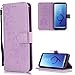 Produktbild FNBK Kompatibel mit Hülle Samsung Galaxy S9 Hülle Leder Lila Löwenzahn Blumen Handyhülle Leder Flip Wallet Cover Tasche Stand Case Card Slot Magnetverschluß Kratzfestes Schutzhülle