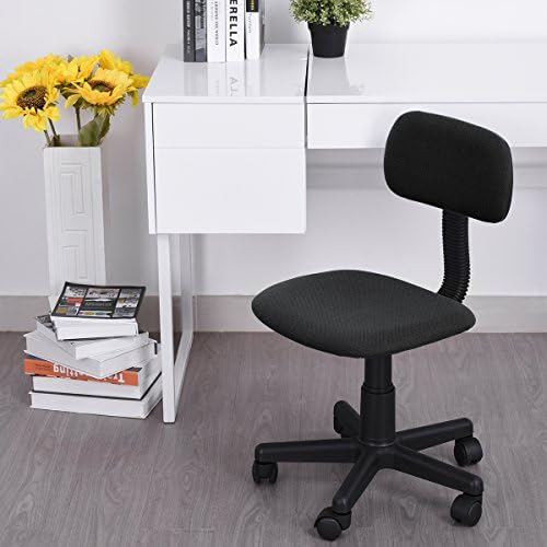 FurnitureR Kids Chair Low Back Adjustable Office Chair Computer Desk Seat Stylish Study Task Swivel Chair Armless Black