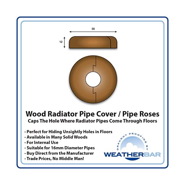 Solid Oak Lacquered Radiator Pipe Cover, Pipe Rose. 2 Part Jigsaw Construction. Sold as a Pair (Enough for One Radiator) - Image 3