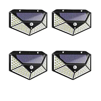 BELIONERA LED-100 5.5V Automatic Wireless Motion Sensor Solar for Garden Outdoors Terrace Night Light White Rectangular (Pack of 4,2200 Milliamp Hours)