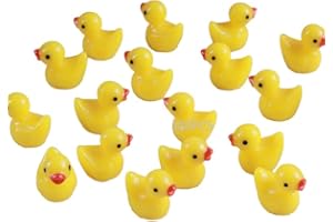 WSELTRIUM 100 Pieces Mini Canards en Résine pour Bricolage, Mini Décoration de Canards en Résine Jaune, Petits Canard Miniature Résine, pour Bricolage, Paysages et Aquariums