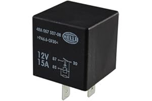 HELLA 4RA 007 507-081 Relé, corriente de trabajo - 12V - 4polos - Diagrama de circuito: X - Conector: X - Contacto de cierre - Color: negro - sin soporte