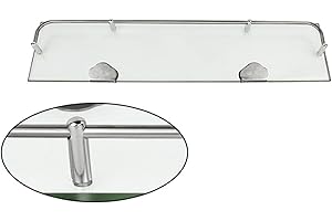 BTGGG Glass Shelf Bathroom Shelves Wall Mounted 3 Sizes 40mm 50mm 60mm Glass Floating Shelves with Single Tier Shower Shelves for Bathroom with Stainless Steel Rail, 40cmX11cmx3.5cm(S)