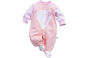 KIDDLETOWN Vêtements Ensemble Nouveau Née Bébé Fille, Bébé Pyjama Filles recouvre les pieds, coton à manches longues Body Combinaison, Tenue de Naissance, nouveau-né vêtements Bébé Fille 0-12 mois