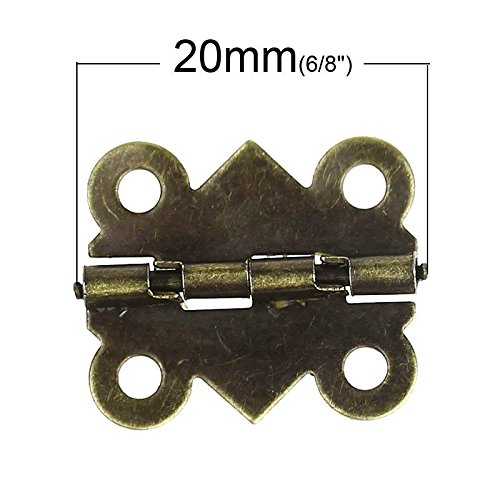 100 Scharniere für Boxen, Schatullen, Kästchen uvm. 2 x 1,7 cm, antik messing - 2