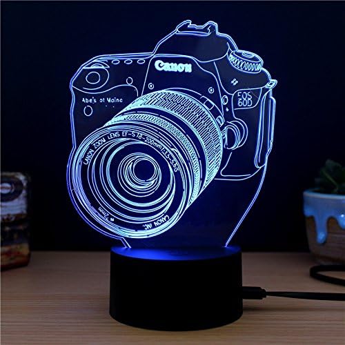 LED Night lights Creative 3D Optical Illusion Touch Desk Lamp 7 Colors USB Table Nightlight Art Sculpture Light Home Decoration (Camera)
