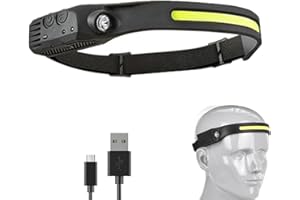 Zenova Luxelight Led Headtorch, Lumilight Head Torch,Rechargeable LuxeLight LED Headlamp,Smart Motion Sensor 230° COB Headlight,Constant On/Sensing 2 Modes HeadLamp for Camping Hiking Fishing (1, A)