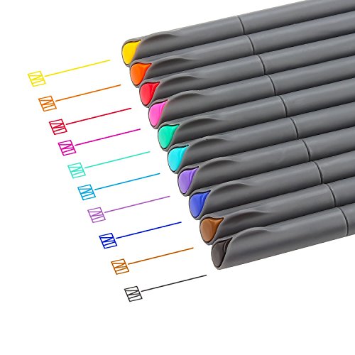 Taotree Fineliner Stifte Set mit 10 brillanten Farben Superfeine Linienbreite ca. 0.38 mm für Zeichnung Bullet Journal Geheimer Garten Malbuch und entspanntes Schreiben und Malen