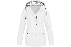 HOT1950S Waterproof Jacket for Women Clearance Long Sleeve Sunscreen Zip Waterproof Jacket Hooded Sports Jacket with Pocket Loose Fit Warm Hoodies Coat Plus Size Outdoor Casual Coat Jacket Business Loung