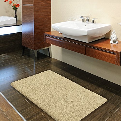 Badematte aus weichem & kuscheligem Hochflor | Öko-Tex zertifiziert | beige | 50x80cm - 2