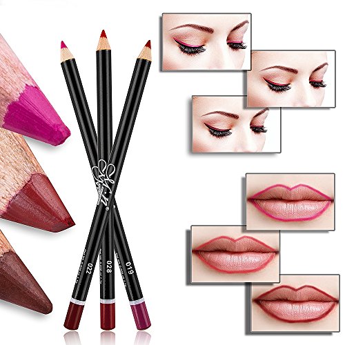 Lipliner,VALUE MAKERS 12 Farben Lipliner set Glitter Lidstrich Hilfe für Eyeliner - 2