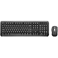 Promate Wireless Keyboard and Mouse Combo, Premium USB-C 2.4Ghz Cordless Multimedia Keyboard and 6 Button Optical Dpi Mice with Dual Interface Nano Receiver and Auto-Sleep, ProCombo-6 English