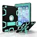 Produktbild Schutzhülle für iPad 3, iPad 4 Case, iPad 2 Hülle, jeccy Dual Layer Robuste Slim Ganzkörper-Stoßfest Hybrid Heavy Duty Armor Defender Schutzhülle mit Ständer für Apple iPad 2/3/4 Black-Aqua