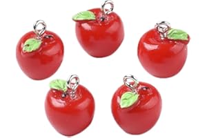 FASHEWELRY Fashewlery - 10 ciondoli in resina con mela a forma di cartoni animati e frutta, per braccialetti fai da te, 15 x 12 mm