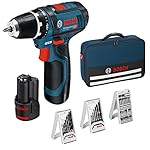 Bosch Professional GSR 12V-15 Akku-Bohrschrauber (mit 39-teilig Zubehör-Set, 2x Akku 2,0 Ah, Ladegerät in Tasche, 10,8 V) 0615990GB0