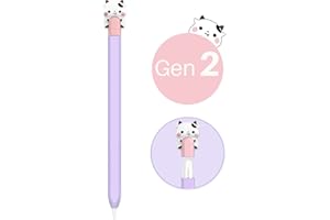 NIUTRENDZ Cute Cow Case for Apple Pencil 2nd Generation Case Silicone Protective Cover Sleeve Skin Accessories【Magnetic Charging & Double Tap】(Purple)