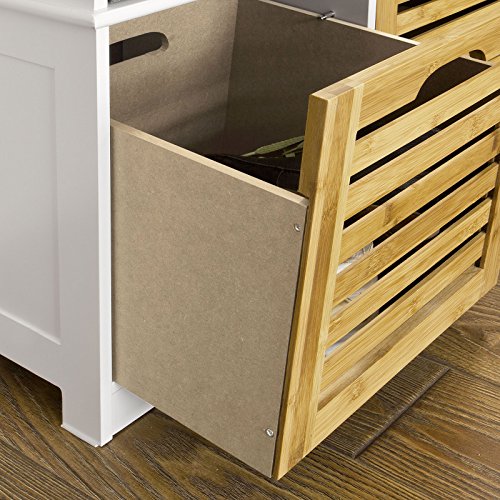 SoBuy® moderne Schuhtruhe,Sitzkommode mit 2 Körben,Sitzbank, Schuhschrank mit Sitzkissen,Spieltruhe, FSR23-K-WN - 6