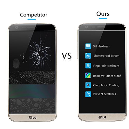 LG G5 Schutzfolie, Angozo Gehärtetem Glas LG G5 Panzerglas Displayschutzfolie Hartglas Folie - 5