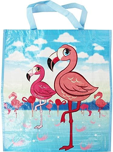 One Large Reusable Eco Shopping Bag Supermarket Beach Tote Bags Holidays (Flamingo)