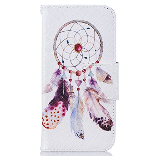 iphone 6 / iphone 6S Hülle Leder Weiß ,SKYXD Feder Traumfänger Muster PU Folio Klappbar Schutzhülle [Magnetverschluss / Brieftasche Kartenfach / Standfunktion] Klapphülle mit [Eule Handyanhänger + Eingabestift] 3 in 1 Zubehör Handy Tasche Etui für Apple iphone 6/6s Case Bookstyle Flip Leather Cover With [Free Stylus and Dust Plug] - 2
