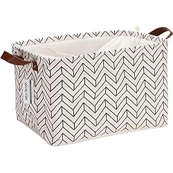Sea Team Panier de rangement pliable en toile avec motif géométrique, avec cordon de serrage et poignées en simili-cuir, 41,9 x 30 cm, intérieur étanche Flèche Medium Arrow/Black