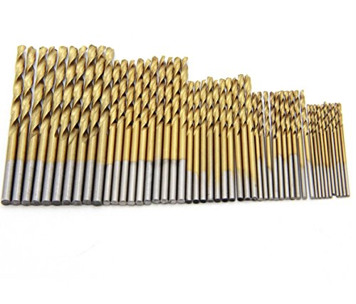 Latinaric 50pcs High Speed Titanium beschichtetes Stahlbohrer Bohrer Set Tools 1/1,5/2/2,5/3mm