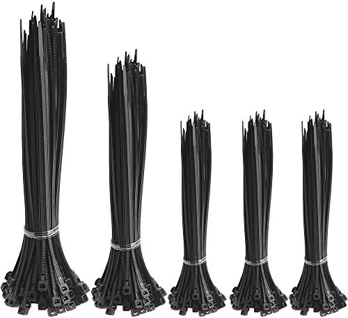 500 Pieces Black Nylon Cable Zip Ties for Home Office Garage and Workshop