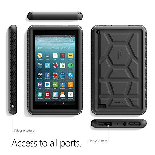 Poetic TurtleSkin Fire 7 (2017) Heavy Duty Schütz Silikon Hülle mit Klangverstärkend Feature für Amazon Fire 7 (2017) Schwarz [Mit Tragbarem Tablettenständer] - 5