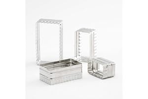 Thermohauser 8300032188 - Juego de moldes para galletas (inoxidable, rectangulares, borde ondulado, 6,4 x 3,7-11,4 x 6,7 cm, en lata de almacenamiento de hojalata, acero inoxidable)