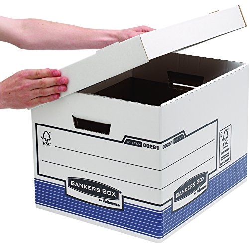 Bankers Box System Standard Archivbo (mit FastFold System, aus 100% recyceltem Karton, 2er-Packung) weiß/blau - 3