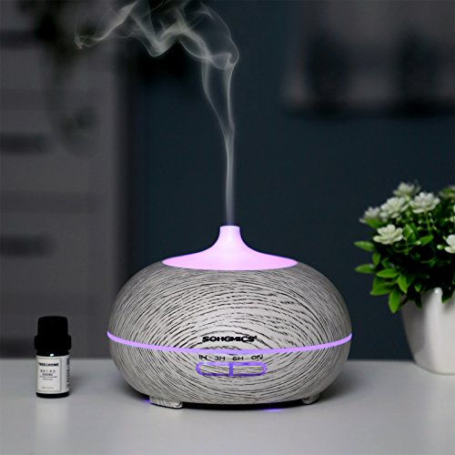 Songmics Aroma Diffuser Luftbefeuchter Aromatherapie Duftlampe Ultraschall 300 ml mit LED 7 Farben Abschaltautomatik Farbewechsel leiser Betrieb für Yoga Spa Salon Schlafzimmer Wohnzimmer Babies Kinderzimmer Büro etc. FAD03X - 3