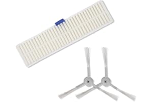 Rowenta ZR740003, Filtre à poussière et 2 brossettes latérales, Haute efficacité, Compatibles avec Les aspirateurs Robot Explorer Série 60, Blanc/Gris