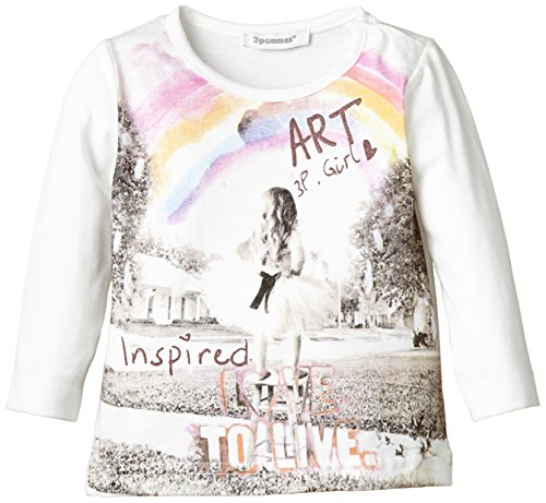 3 Pommes Baby-Girls Preppy Girl Long Sleeve T-Shirt, Off-White (Broken White), 18-24 Months (Manufacturer Size:2A)