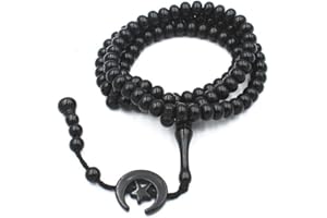 YOISMO Eid Mubarak Muslimische Gebetskette Harz 99 Perlen Muslimische Rosenkranz Perlen