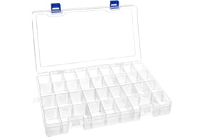 DARUITE Boite Rangement Plastique Compartiment, Boite Compartiment, Petite Boîte de Rangement Transparente Boite Plastique pour Perles, Boucles Doreilles, Outils, Crochet de Pêche, 34Grids-1PCS