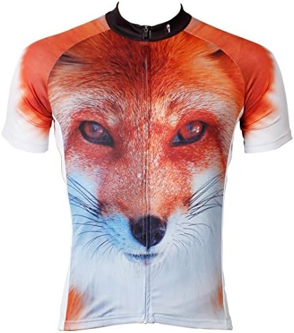 Fox Pattern Men's Short Sleeve Cycling Jersey Full Zip Moisture Wicking Breathable Running Top Quick Dry Outdoors Sports Bike Shirt Multicolor X-Large