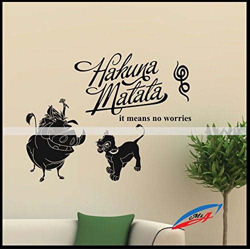 wall4print Wall Art Sticker Decals Wall Décor Children's Room Nursery Quotes Hakuna Matata Timon, Simba, Pumba D66