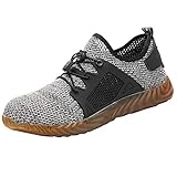 Fenverk Herren Mesh Schnell Trocknender Aqua Wasser Schuhe Herren Damen Arbeitsschuhe Stahlkappe Sicherheitsschuhe Grün, Grau 36-48(Grau,48 EU)