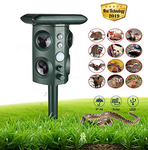 OUTDOORZONE, Repellente a ultrasuoni per Animali e Topi, con sensore PIR, per Uccelli, Gatti, Cani, Volpi, zanzare, Tiene lontani Gli Animali