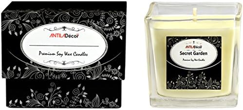 Luxury Jar Candle in Refreshing Floral Scent of Secret Garden – Clean Burning Pure Soy Wax Candle with Exotic Fragrance Made from Natural Oils and Elegantly Packed in Premium Box (Secret Garden, 8x8cm)