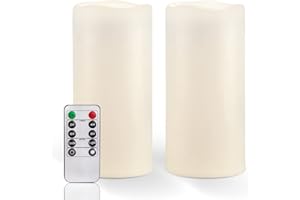 ‎HOMEMORY Homemory LED Kerzen, (20.2 cm X 10 cm) LED Kerze Wasserdicht, Outdoor Kerze mit Fernbedienung Timer Funktion, Elektrische Kerzen, LED Stabkerzen, Flammenlose Kerzen, Langlebig, groß, 2er-Set