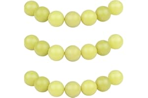 MJDCB Natural Round Stone Beads 12mm Lemon Jade Loose Gemstone Beads for Jewelry Making Bracelet Necklace 30pcs