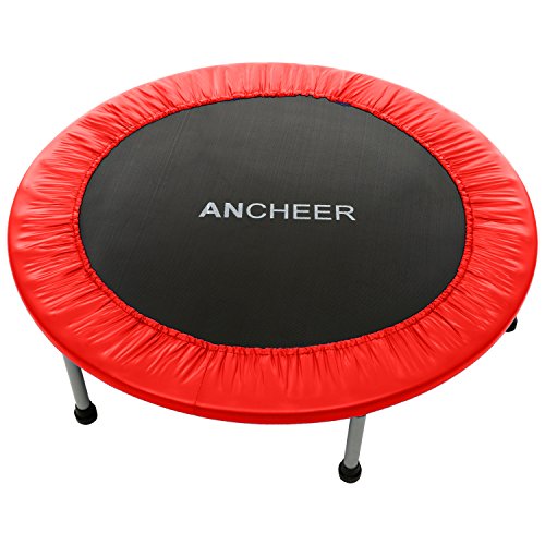 Ancheer Trampolin,Indoortrampolin,Gartentrampolin,Belastbarkeit ca. 100 kg, 6-8 stabile Füße + Sicherheitspolster rundherum,viertel gefaltet,hälfte gefaltet ,nicht gefaltet,Durchmesser Ø ca. 91-137cm