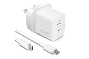 USB C Plug 47W GOLDNEXT GaN PD 45W Dual USB C Charger Plug UK PPS 33W Super Fast Charger with Type C Cable for iPhone 15 Pro Max/14/13, Macbook Air, Samsung S23/S24 Ultra, iPad Pro, Pixel, Steam Deck