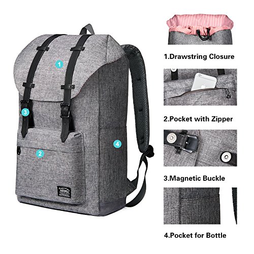 Lässiger Daypacks, KAUKKO 16 Zoll Laptop Outdoor Rucksäcke für 14″ Notebook Schüler Backpacks Schultaschen für Wandern/ Reisen/ Camping - 5